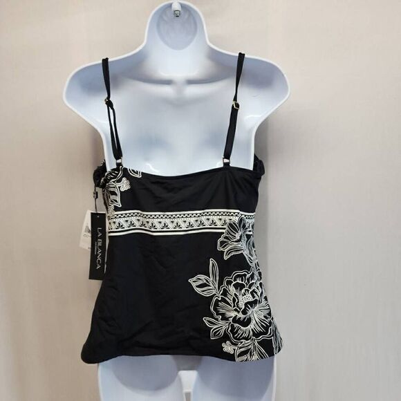 LA BLANCA Size 12 Shadow Floral Lingerie Strap Tankini NWT - Picture 5 of 9